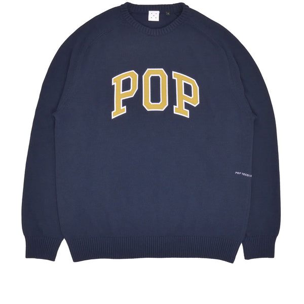 Pop Trading Co. Arch Knitted Crewneck Navy/Cress Green