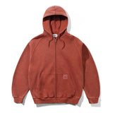Butter Goods Bleach Waffle Zip-Thru Hood Washed Rust vista frontal