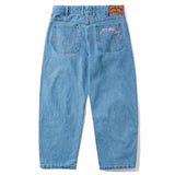 Cash Only Logo Baggy Denim Jeans Washed Indigo