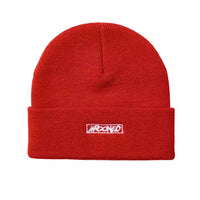 Krooked Moonsmile Script Cuff Beanie Dk Red/Wht