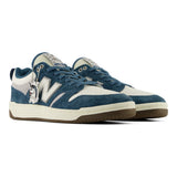 New Balance 480 FCS x Focus Blue/White vista tres cuartos del par