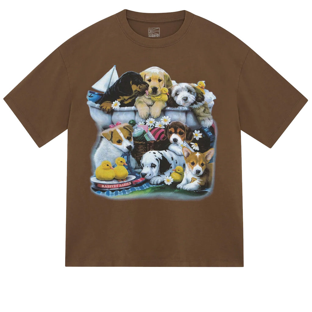 RASSVET PUPPIES TEE SHIRT brown サイズM Rassvet Puppies Tee Brown – Welcome Skateshop | Madrid