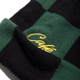 Cafe Check Fold Beanie Forest Green/Black/Gold