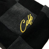 Cafe Check Fold Beanie Charcoal/Black/Gold