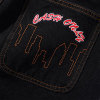 Cash Only Logo Baggy Denim Jeans Washed Black