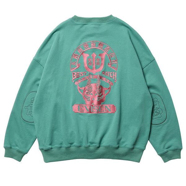 Evisen Tiger Match Emblem Crew Sweat Tuquoise