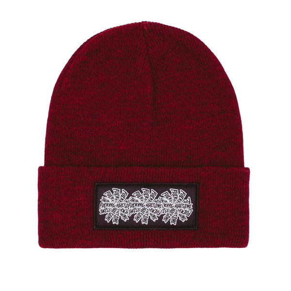 Fucking Awesome Three Spiral Edge Stitch Beanie Burgundy Heather