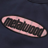 Metalwood Plaid Oval Logo Raglan Crewneck Sweatshirt Navy