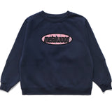 Metalwood Plaid Oval Logo Raglan Crewneck Sweatshirt Navy