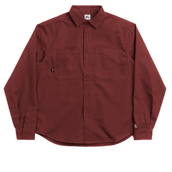 Nike SB Long-Sleeve Woven Skate Top Burgundy Crush/White