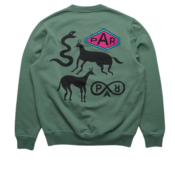Parra Snaked By A Horse Crew Neck Sweatshirt Pine Green