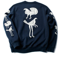 Parra Fancy Pigeon Crew Neck Sweatshirt Midnight Blue