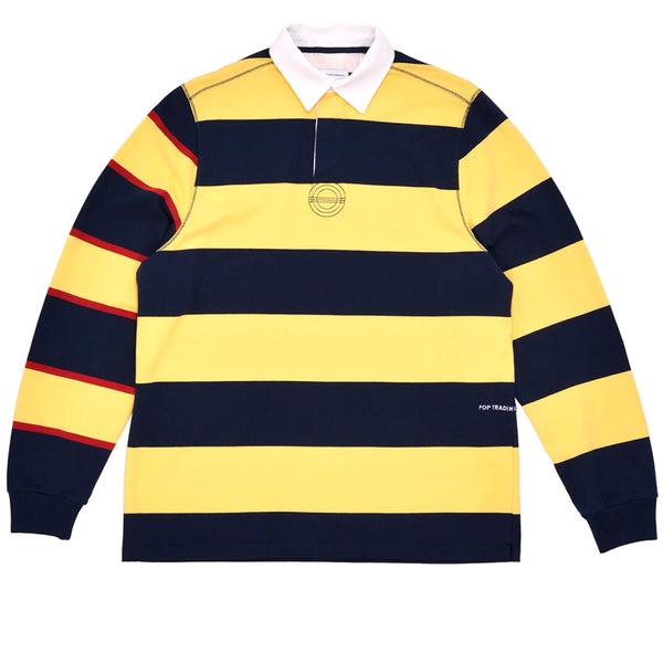 Pop Trading Co. Striped Logo Rugby Polo Sweat Snapdragon