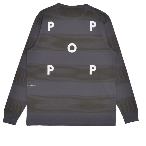 Pop Trading Co. Striped Longsleeve Pocket T-Shirt Charcoal