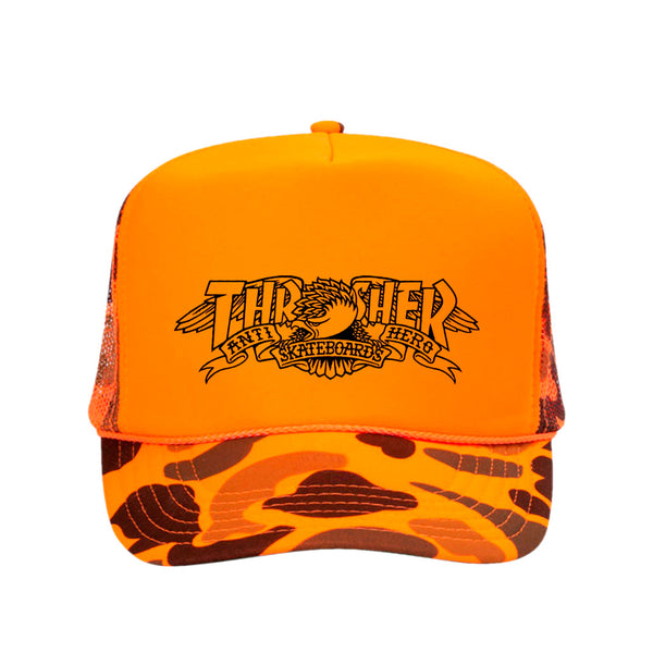 Thrasher x AntiHero Mag Banner Mesh Cap Orange