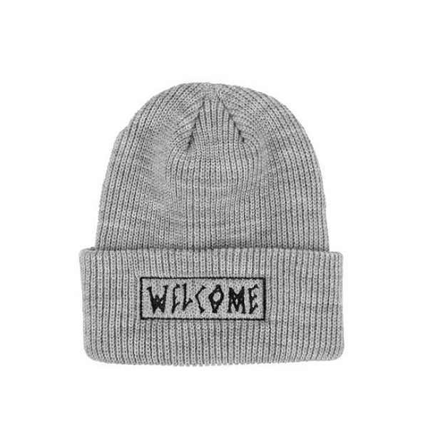 Welcome Scrawl Beanie Heather Grey