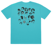 Welcome Madrid Faces Art Teal Tee