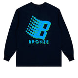 Bronze 3D B Logo LS Tee Navy