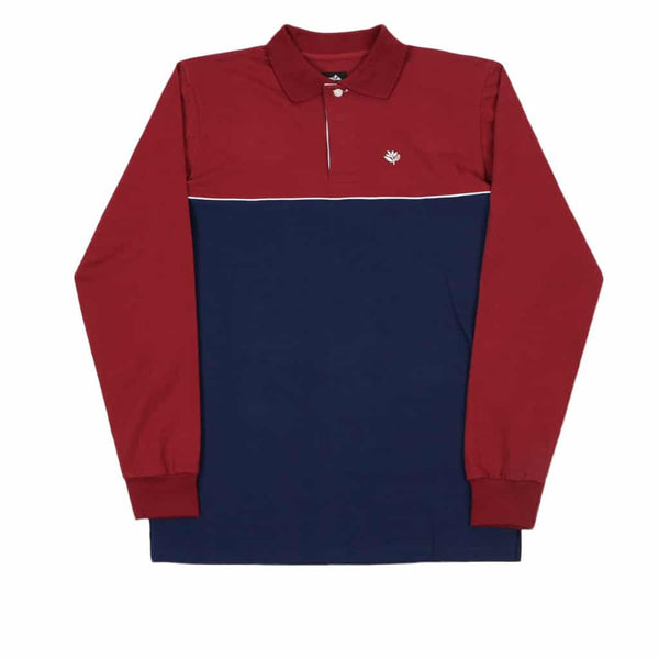 Magenta L/S Plant Rugby Shirt Tricolor