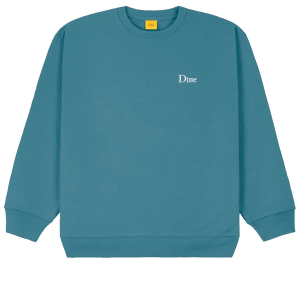 Dime Classic Little Logo Embroidered Real Teal Crewneck