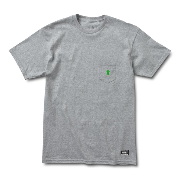 Grizzly Og Bear Embroidered Pocket Heather / Kelly Green