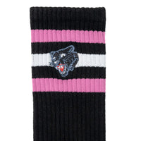 Hardies Embroidered Panther Striped Black/Pink/White Socks