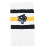 Hardies Embroidered Panther Striped White/Yellow/Black Socks