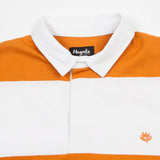 Magenta LS Polo Rugby Shirt Orange/ White