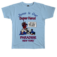 Paradise Jesus Is Our Super Hero Tee Baby Blue