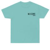 Welcome Madrid Faces Art Teal Tee